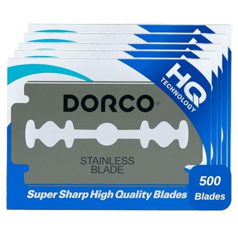 Dorco ST300 Platinum Extra Double Edge Razor Blades 500 Count, Premium Stainless Steel Shaving Blades, Super Sharp for Smooth, Precise Shave, Stocking Stuffers