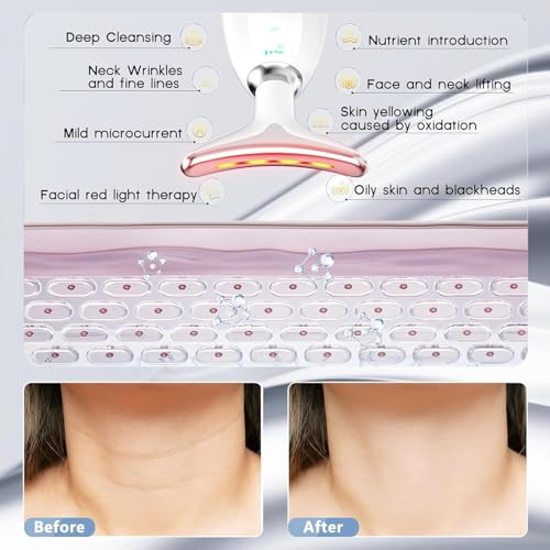 7 in 1 Face Massager Tool, Red Light Therapy for Face and Neck, Red Light Therapy Wand, Face Lift Device for Skin Care, White