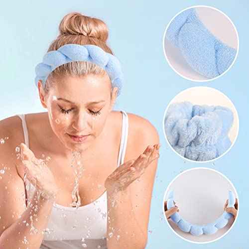 Sponge Spa Headband for Women, Makeup Headband and Wrist Washband Set Skincare Headband for Teen Girl Valentine's Day Gifts Trendy Stuff