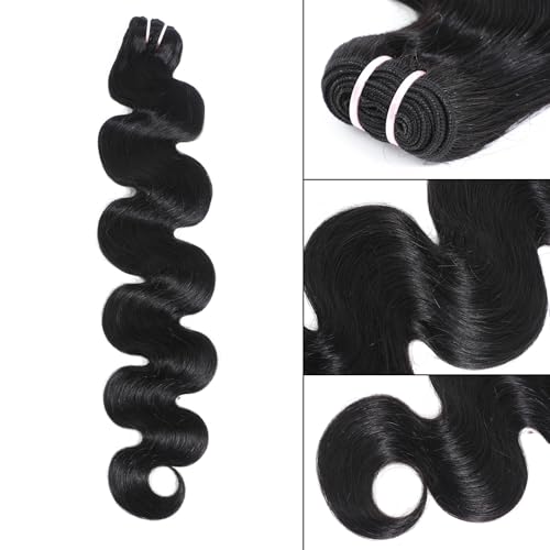 15A Raw Indian Human Hair Bundles Body Wave Bundles Human Hair,Triple Lifespan Virgin Remy Hair,No Tangle Shedding,Keep Texture Silky Soft After Multiple Washes (1 Bundle Natural Black, 18 inch)