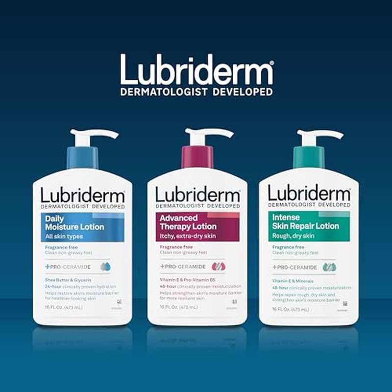 Lubriderm Value-Size Daily Moisture Lotion + Pro-Ceramide with Shea Butter & Glycerin Moisturizes Dry Skin, Hydrating Face, Hand & Body Lotion is Lightly Scented & Non-Greasy, 32 fl. oz