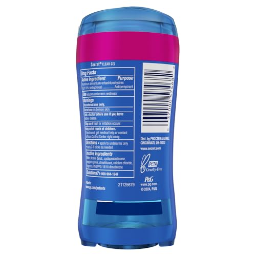 Secret Outlast Antiperspirant Deodorant for Women, 72hr Sweat & Odor Protection, PH Balancing Minerals, Clear Gel, Protecting Powder Scent, 2.6 oz (Pack of 2)
