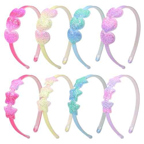 Fishdown Girls Glitter Headbands Toddler Sequin Head Bands with Teeth Non-slip Glitter Headband Hairband for Girls and Kids(8Pcs)