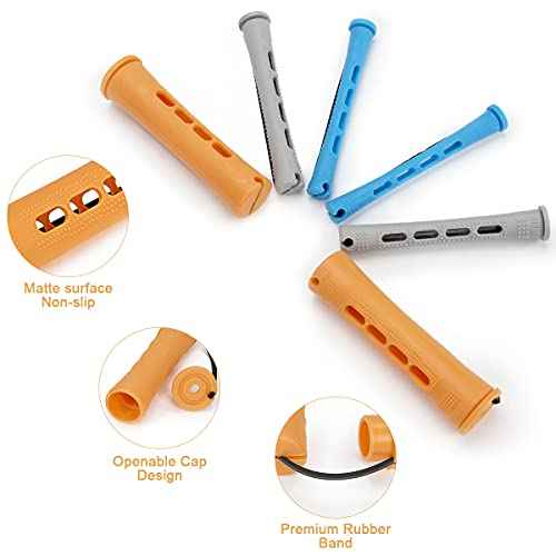 108 Pieces Hair Perm Rods Set, 3 Sizes Cold Wave Rods Hair Rollers Heatless Perming Rods Set with Pintail Comb or Long & Short Hair DIY Different Hairdressing Styling Tool