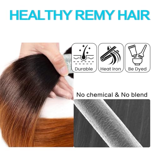 12A Brazilian Ombre Straight Human Hair Bundles with 4x4 Lace Closure 2 Tone T1B/30 Black to Brown 100% Unprocessed Virgin Remy Hair,Free Part (16 18 20+16)