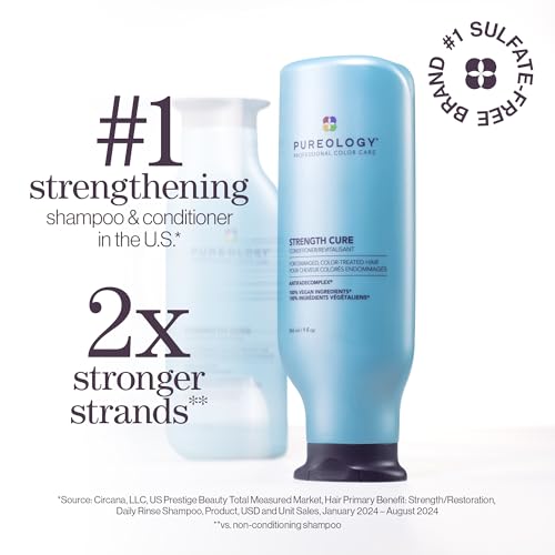 Pureology Strength Cure Conditioner - For Damaged or Color-Treated Hair, Reduces Breakage, Strengthens & Softens, With Sulfate-Free Formula, Vegan