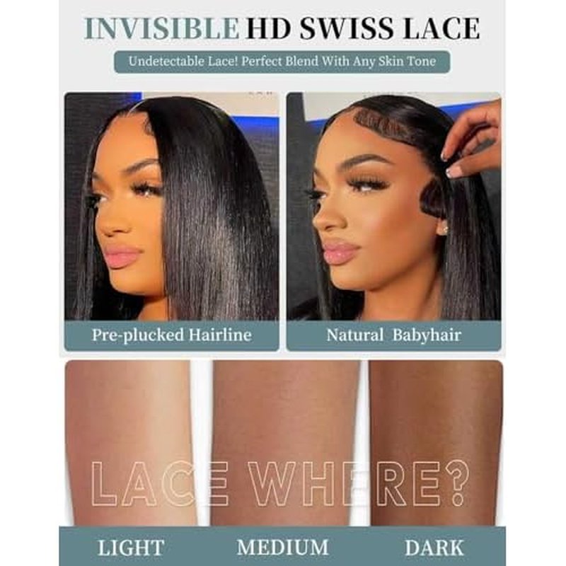 24 Inch Straight Wigs Human Hair Can Last 6-9 Months 200 Density HD Lace Front Wigs Human Hair 13x6 Real Human Wig Pre Plucked Tangle-Free Natural Black for Women
