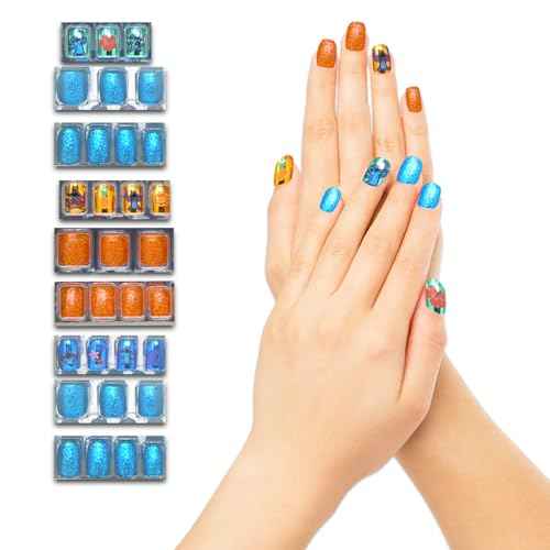 Stitch Nail Art Stickers Set - Bundle with 36 Lilo and Stitch Press-On Nails for Birthday Supplies, Goodie Bags, and More, with Stickers and More