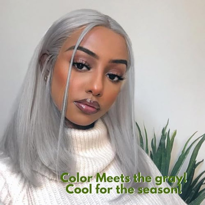 Grey Color Straight Bundles Human Hair, Short 12A 100% Unprocessed Virgin Remy Bundles Lavender Silver Gray Human Hair Soft and Thick Sew In Quick Weave 10 12 14 Inch for Women