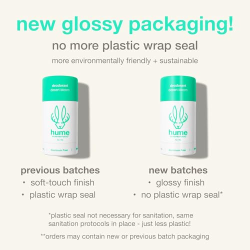 Hume Supernatural Aluminum Free Deodorant for Women & Men - Safe for Sensitive Skin - Probiotic, Plant-Based, Baking Soda Free, Aloe, & Cactus Flower, Anti Sweat, Stain & Odor - Vanilla Daze 3-Pack