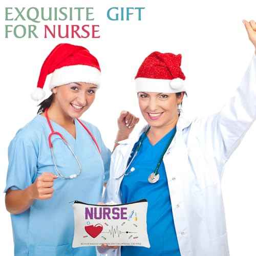 Irenare 30 Pcs Nurse Appreciation Week Gifts Nurse Survival Kit Canvas Makeup Bags Cosmetic Peace Love Nursing Travel Toiletry Case Earpiece Toiletry Zipper Pouch Bag Thank You Gift(Nurse)