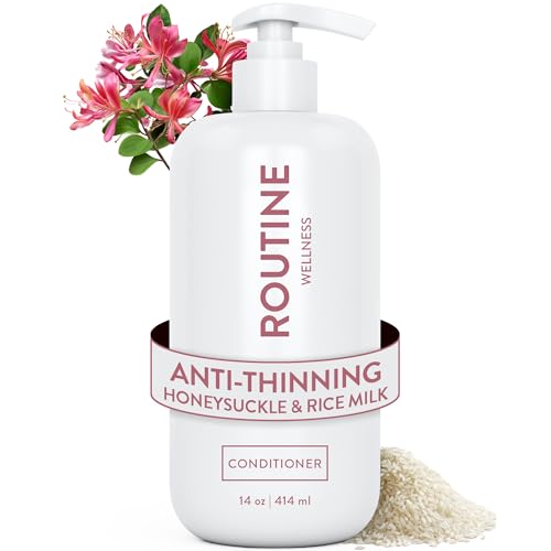 Routine Wellness Anti-Thinning Deep Conditioner for Thinning Hair - DHT Blocker for Hair Loss in Men & Women - Promotes Healthy Hair - Honeysuckle & Rice Milk 14oz