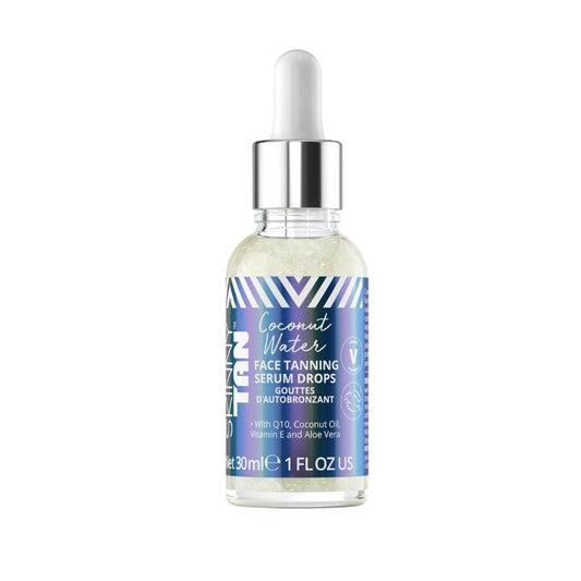 Skinny Tan Water Coconut Face Tanning Serum Drops - Enrich with Vitamin E and Aloe Vera - Helps Even Skin Tone - Enhance Your Complexion - Leaves Long-Lasting, Tropical Sun-Kissed Radiance - 1 oz