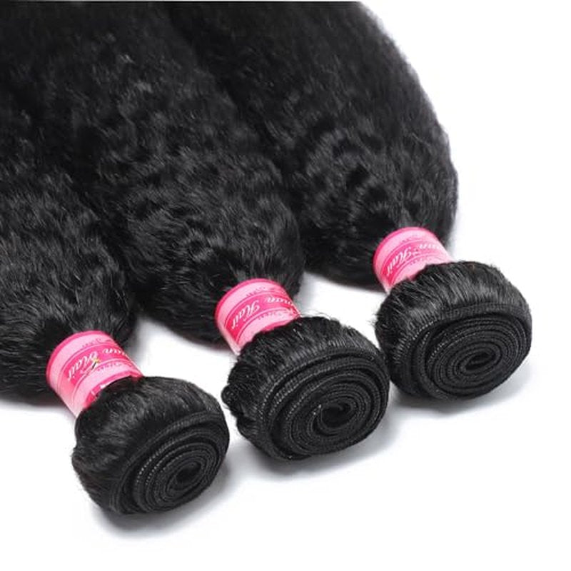Kinky Straight Human Hair Bundles 20 22 24 Inch Yaki Straight Human Hair 3 Bundles Kinky Straight 12A 100% Unprocessed Brazilian Virgin Remy Human Hair Extension For Black Women