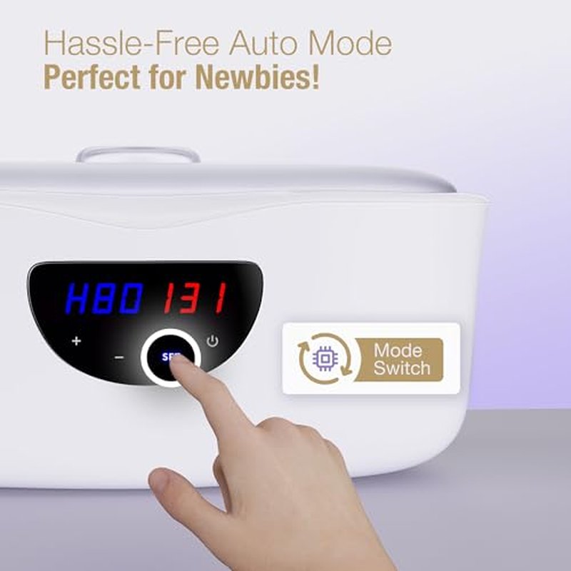 Paraffin Wax Machine for Hands and Feet, Paraffin Wax Warmer with Auto Mode for Beginner-Friendly Home Spa, All-in-One Kit for Paraffin Bath (White)