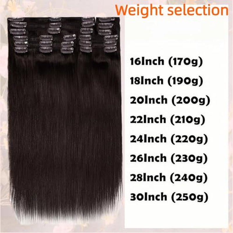 Clip In Hair Extensions Real Human Hair, Remy Human Hair Extensions 12PCS Long Soft Natural Hair piece 14-28 Inch Straight Hair Extension for Women(180g-250g 4# Medium Brown)