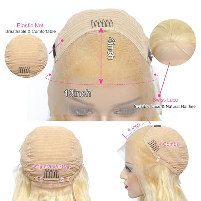 28 Inch 613 Lace Front Wig Human Hair Straight Blonde Lace Front Wigs 13x4 613 Long Straight HD Lace Frontal Wig for Black Women 180% Density Human Hair Wig Glueless Wig Pre Plucked with Baby Hair
