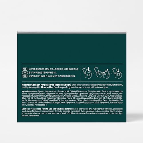 Mediheal Holiday Edition Collagen Ampoule Pad ?Skin Firming & Restore Elasticity - Tighten Wrinkles & Lines - Vegan Eco Silk Pads,100 Pads,Christmas Gift