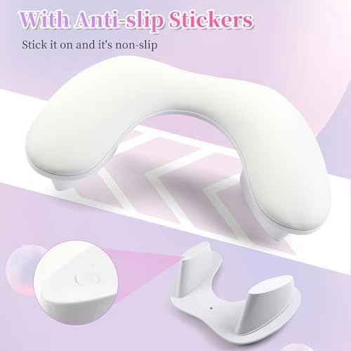 Arm Rest for Nails Tech, U Shaped Soft PU Leather Nail Arm Rest,Ergonomic Slope Angle Hand Rest for Nails Tech,Professional Salon Manicure Arm Rest Cushion (White)