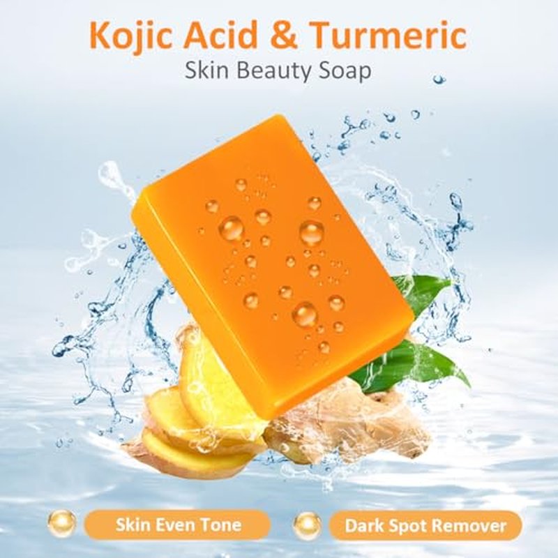 Kojic Acid Turmeric Soap Bar - Dark Spot Remover for Face Even Skin Tone, Moisturizing & Nourishing Natural Ingredients 2Packs