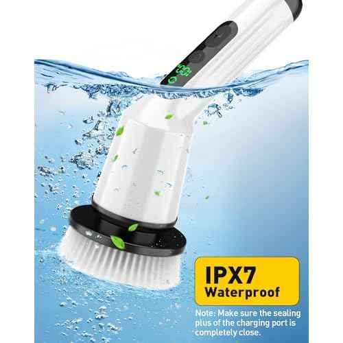 Electric Spin Scrubber for Cleaning Bathroom, Shower Scrubber Cordless Cleaning Brush with IPX7 Waterproof & 2 Speed,Cleaning Brush Cleaning Supplies for Shower Tub Kitchen Tile Toilet Silver
