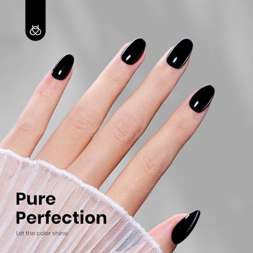 beetles Gel Polish Classic Black Gel Nail Polish - Winter Gel Polish Hema Free Soak Off Uv LED Nail Lamp 8ml DIY Home Manicure Salon Gift for Women Silent Charm