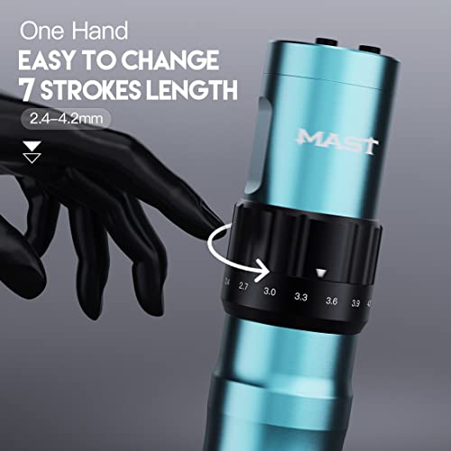 Mast Fold2 Tattoo Gun Kit, Wireless Complete Tattoo Kit, 7 Strokes Length Tattoo Machine, 2 Batteries Power Supply, Pro Tattoo Needles Cartridges Black Inks QP-047