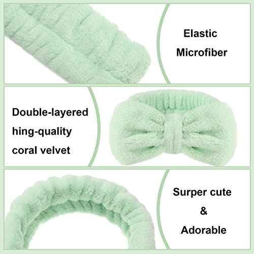 Tigeen 52 Pieces Spa Headband for Washing Face Bulk Soft Coral Fleece Skincare Headband, Bow Makeup Cosmetic Hairband Fluffy Shower Spa Essentials for Girls Women Slumber Supplies(Vivid,Solid Series)