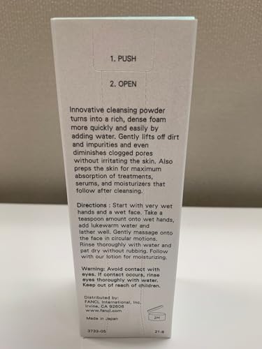 FANCL Facial Cleansing Powder – Japanese Powder-to-Foam Cleanser with Agar & Rice Starch, Gently Removes Impurities & Clogged Pores, Preservative-Free Hydrating Formula [US Exclusive Edition]