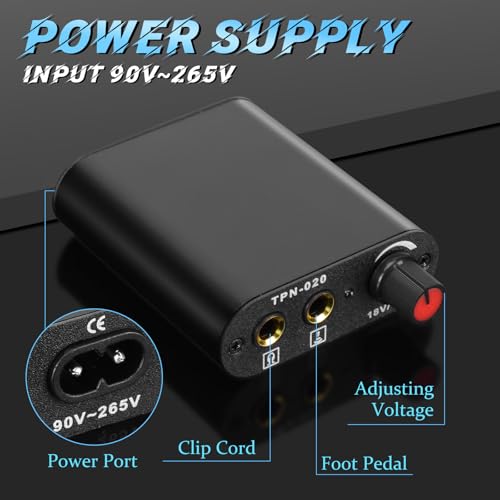 Complete Tattoo Coil Machine Kit 2 Sets Tattoo Gun Liner Shader Coils Machine Tattoo Power Supply Needles Tips for Beginners Artists