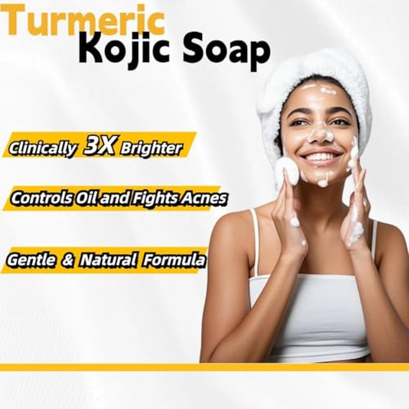 Kojic Acid & Turmeric Soap Bar for Dark Spot removal - Skin Lightening Soap with Vitamin C, Retinol, Shea Butter & Lemon Oil - for Face, Body, Underarms - SLS Free, for Oily & Dry Skin