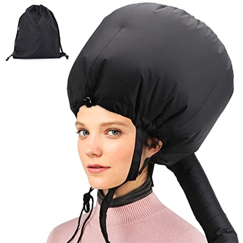 Bonnet Hooded Hair Dryer Attachment, Larger Adjustable Deep Conditioning Cap for Fast Hair Drying with Elastic Band for Fixing Free, Hair Curling Nursing Oil Treat-Ment SPA Steamer Cap
