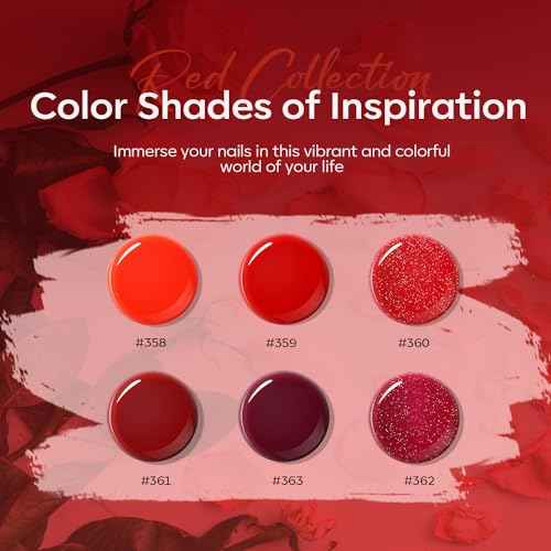 modelones Poly Nail Gel Set, 6 Colors Popular Red Collection Bright Wine Burgandy Glitter Poly Extension Gel Dark Bloody Red Builder Starter Home DIY Manicure Nail Art Gift