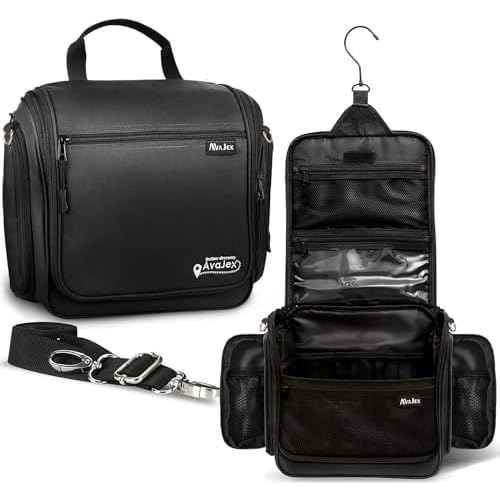 Extra Large (11.8¡±x11.8¡±x4¡±) Hanging Travel Toiletry Bag for Men and Women - Cosmetic Travel Bag With Shoulder Strap - Waterproof Hygiene Bag with Metal Swivel Hook and 19 Compartments for Toiletries