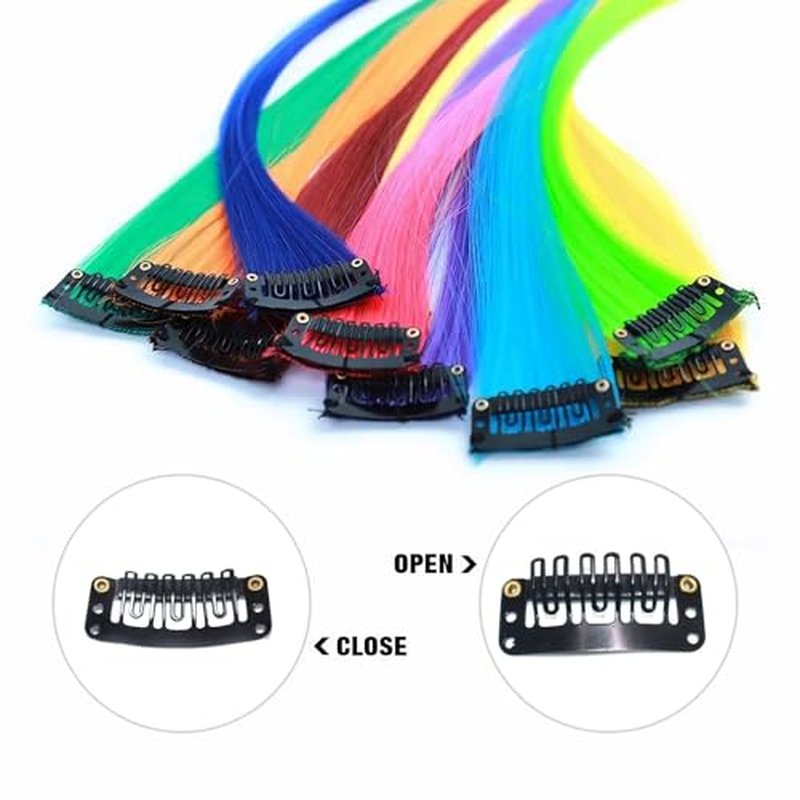 22 pcs 32mm Hair Extensions Clip Ins 6-Teeth U-Shape Black Hair Clips, with DIY Needle and Thread Kit - Snap Hair Clips for Wig Clips