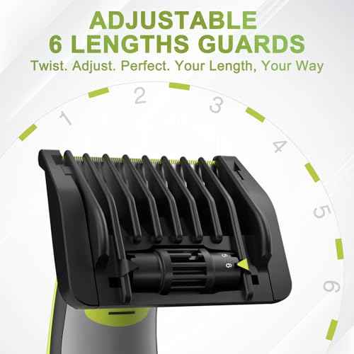 6-in-1 Adjustable Guards for Hybrid Electric Trimmer QP2520 QP2530 QP2630 QP2620 QP2510 QP2521 QP2522 QP2531 QP6510, Guide Comb O Blade 6 Length Settings Optional From 1-6mm with Cleaning Brush