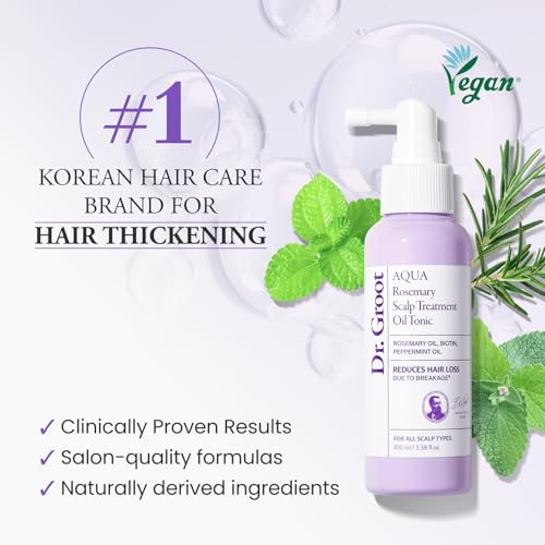 Dr.groot Rosemary Mint Oil Tonic for Hair Growth with Biotin, Hyaluronic Acid, Thickening & Scalp Nourishing. Korean Haircare. Sulfate-Free, Silicon-Free, Paraben-Free (3.38 fl oz/ 100ml)