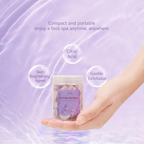 NOVAL Pedicure Spa Tablet - Fast Dissolving, Gentle & Portable Foot Soak for Softening Calluses & Hydrating Skin, Lavender Scent