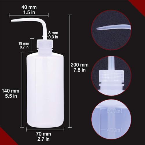 Sotica Tattoo Wash Bottles with Bags 2pcs 500ml Tattoo Squeeze Bottles 16oz with 250pcs Wash Bottle Bags Tattoo Bottle Covers Tattoo Accessories