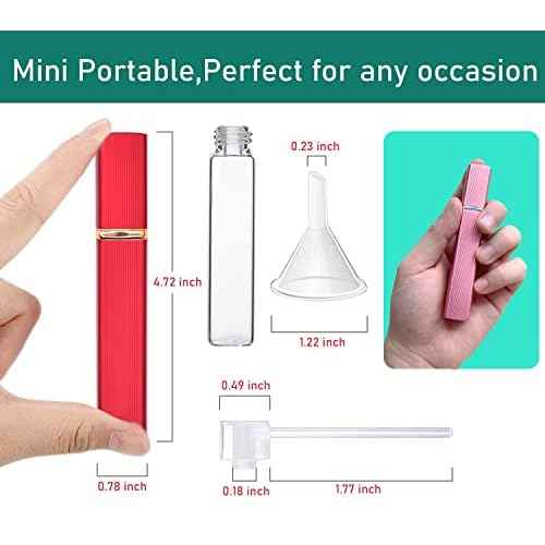 12ML Perfume Atomizer Bottle Refillable,Mini Portable Spray Bottle,Scent Pump Case,With Dispenser tool,for Out Side Work Travel Fitness (Pack of 6)