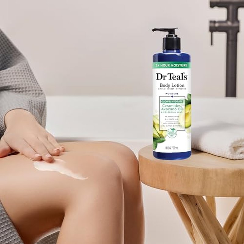 Dr Teal's Body Lotion, Glow & Hydrate Ceramides & Avocado Oil, 18 fl oz (Pack of 3)
