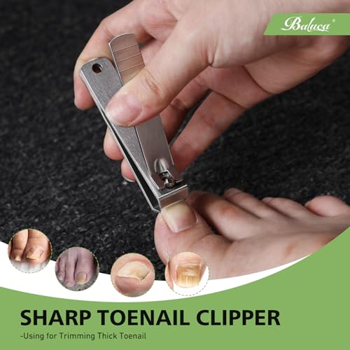 Heavy Duty Straight Blade Nail Clippers for Thick Toenails, Professional Stainless Steel Fingernail Toenail Clippers Trimmers - Thick Wide Jaw Toe Nail Clippings for Seniors, Men & Women - Silver