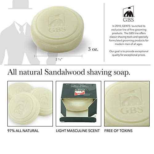 G.B.S Men's Ceramic Shaving Mug with Knob Handle and Pack of 3 Natural Soaps