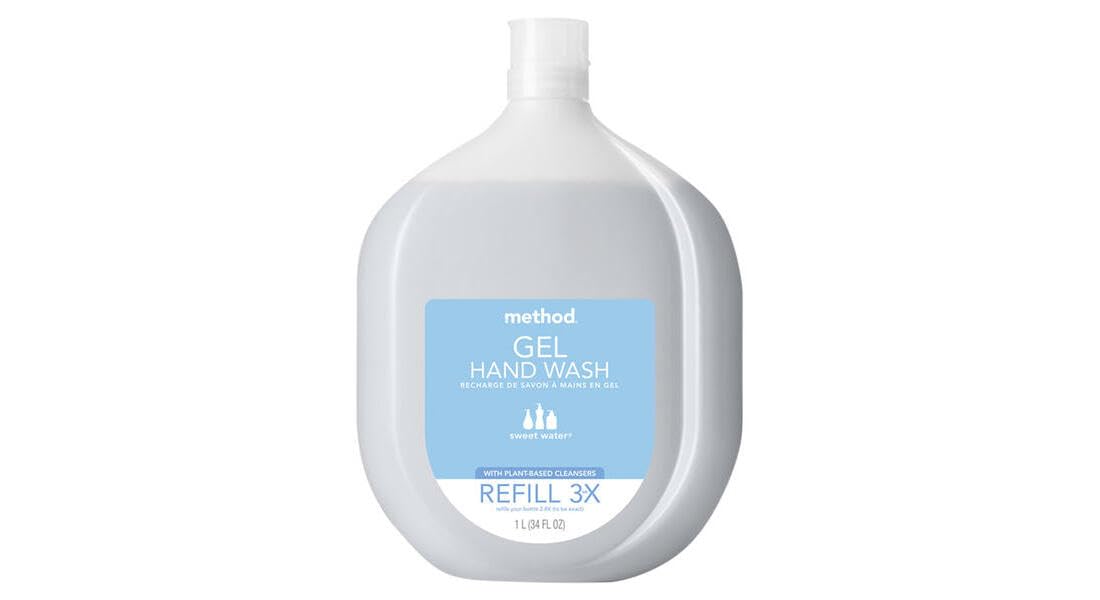 Method 328104 Naturally-Derived Gel Hand Soap Refill, Sweet Water, 34-oz. - Quantity 4