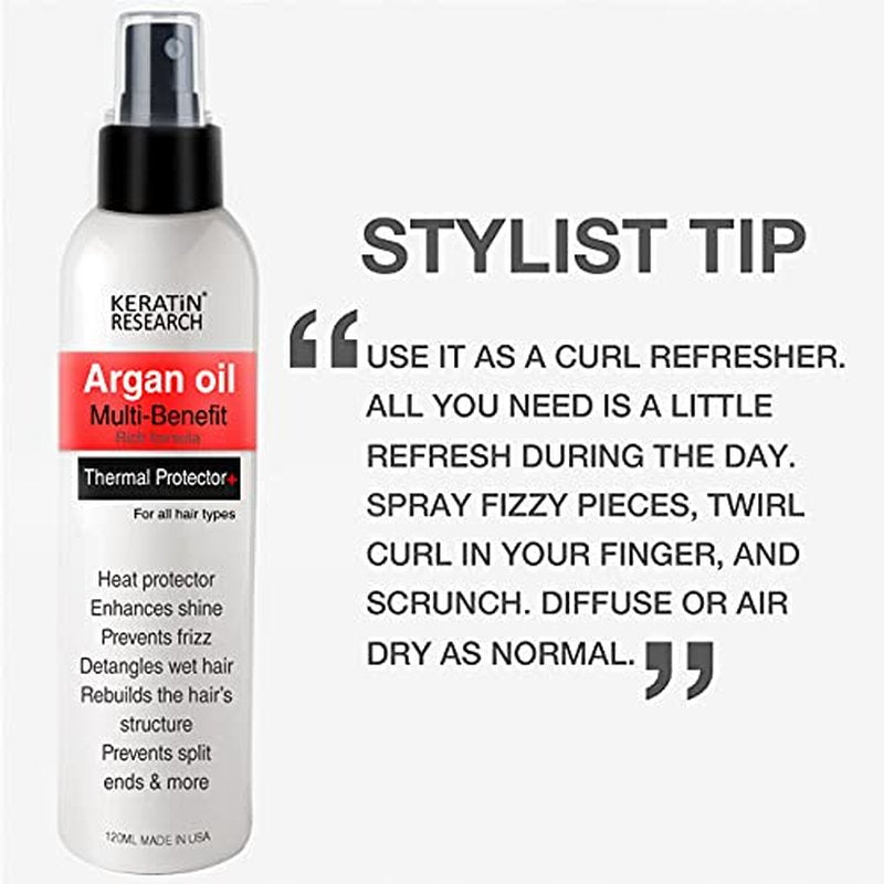 Thermal Hair Protector Spray - Enhances Shine, Eliminates Frizz, Detangles, Prevents Split Ends, Replenishes Nutrients, Heat Activated for Styling