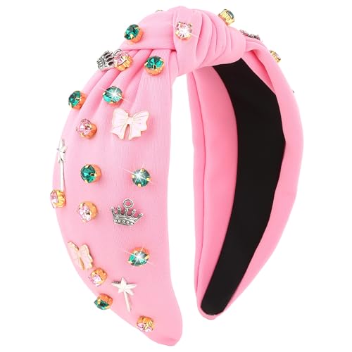 YARIEW Witch Headbands for Women Knotted Headband with Crown Magic Wand Witch Theme Birthday Party