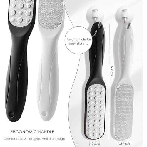 2 Pack Pedicure Foot Files Callus Remover with Double Sided Feet Rasp for Dead Skin. Can be Used on Both Wet and Dry feet (Black & White)