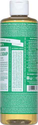 Dr. Bronner's 18-in-1 Hemp Almond Pure-Castile Liquid Soap, 1 Pound (Pack of 1).