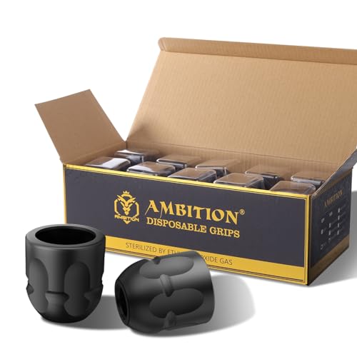 Ambition Soldier P1 Disposable Tattoo Grips - 20Pcs 32mm Tattoo Rubber Grip Cover with Click Adjust System Supply for Most Ambition Tattoo Machines, Compatible with Cheyenne Hawk Pen & Sol Nova