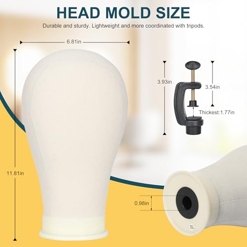 Wig Stand with Head 50 Inches, Wig Head Stand with 22 Inches Mannequin Head, Height Adjustable Metal Tripod Wig Stand, Manikin Head Set for Wigs Display Making Hair Weave and Styling